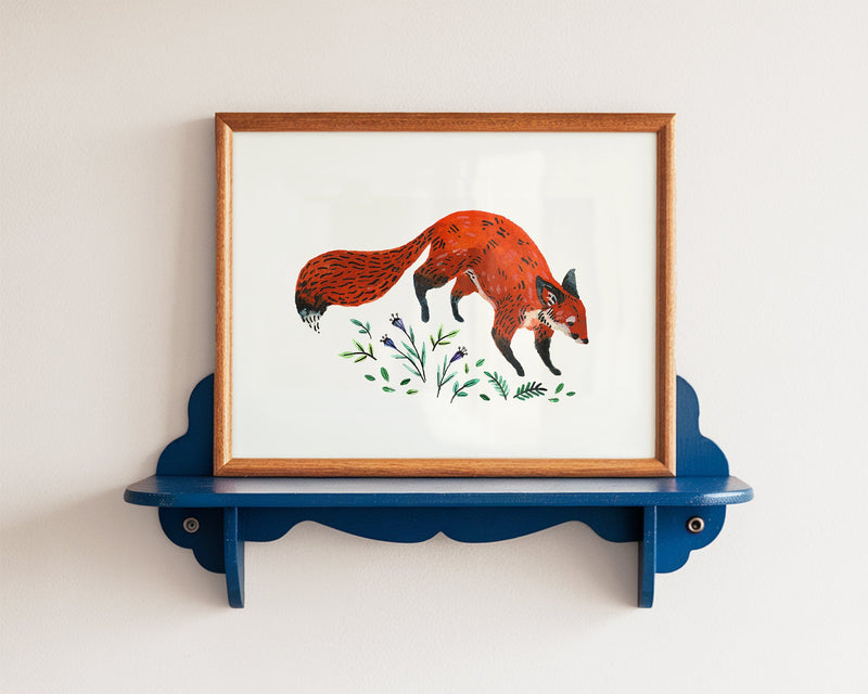 Fox and Flowers Art Print-zoom-