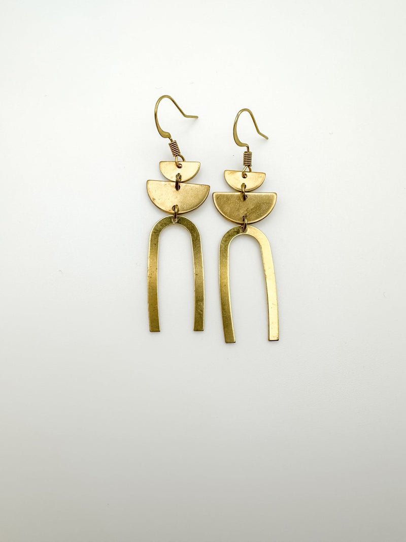Boho Rainbow Arch Earrings | Brass-zoom-