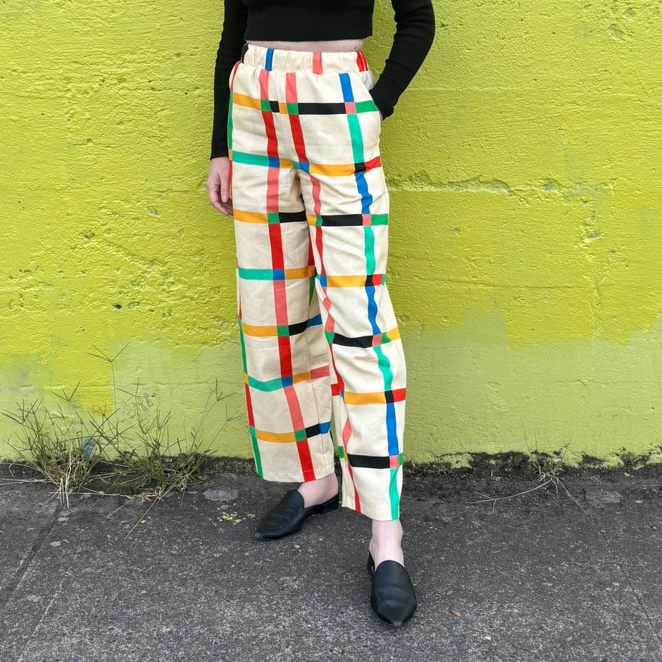 Stevie Pant | Chunky Windowpane Cream - Aware House