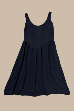 Agnes Dress in Black Linen - Aware House