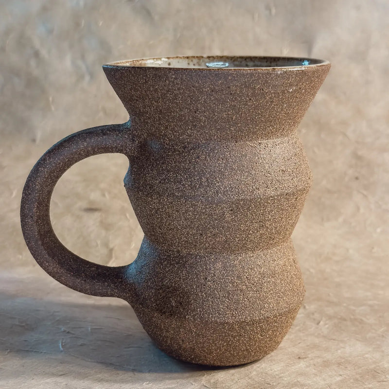 Handmade Angled Ceramic Mug | Ergonomic Stoneware Mug for Coffee & Tea-zoom-