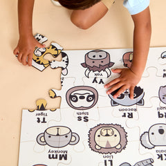 Kids ABC Animal Floor Puzzle | Educational Wooden Alphabet Puzzle - Aware House - Miller Boys Vintage Toys -