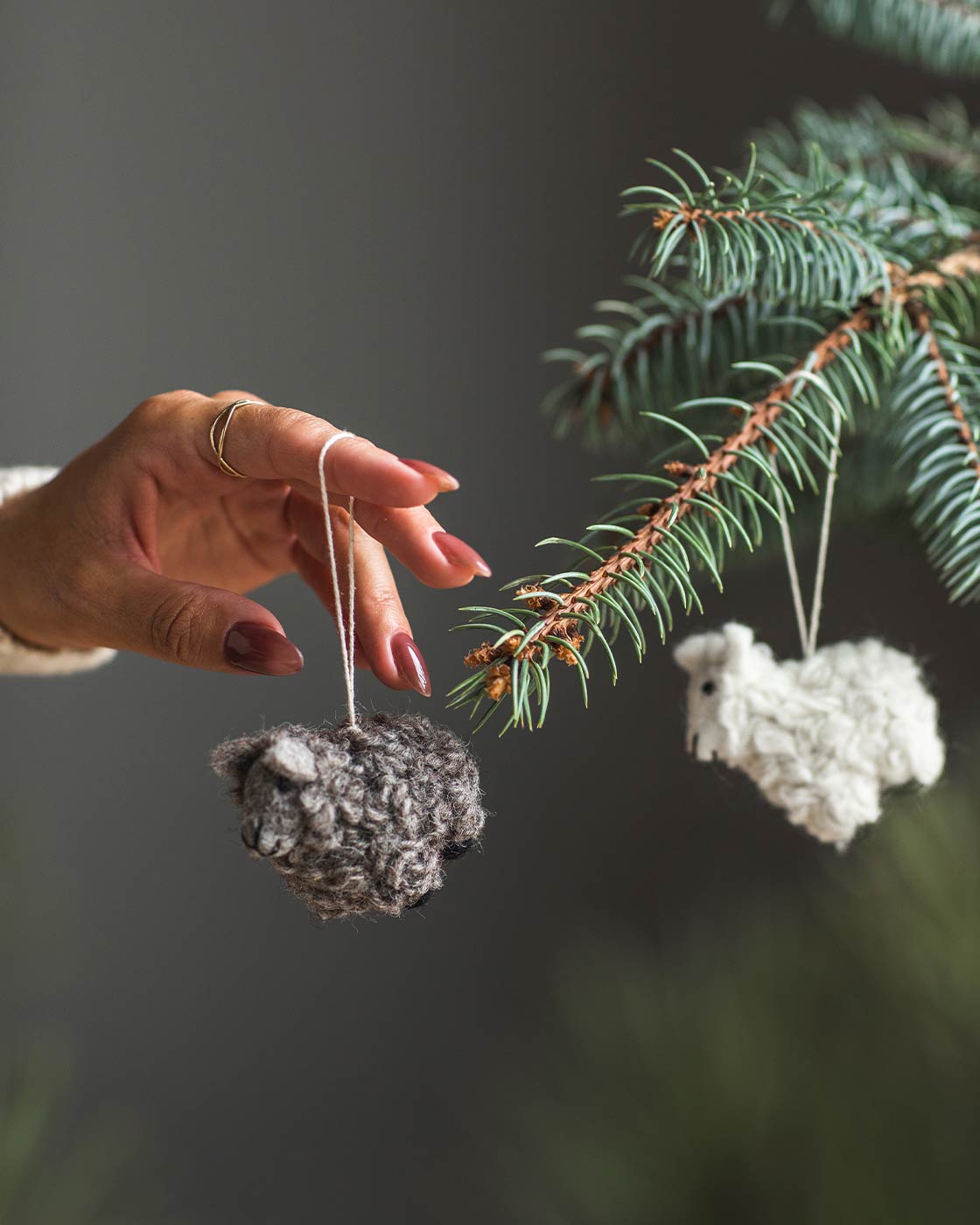 Felted Sheep Ornament-zoom-5