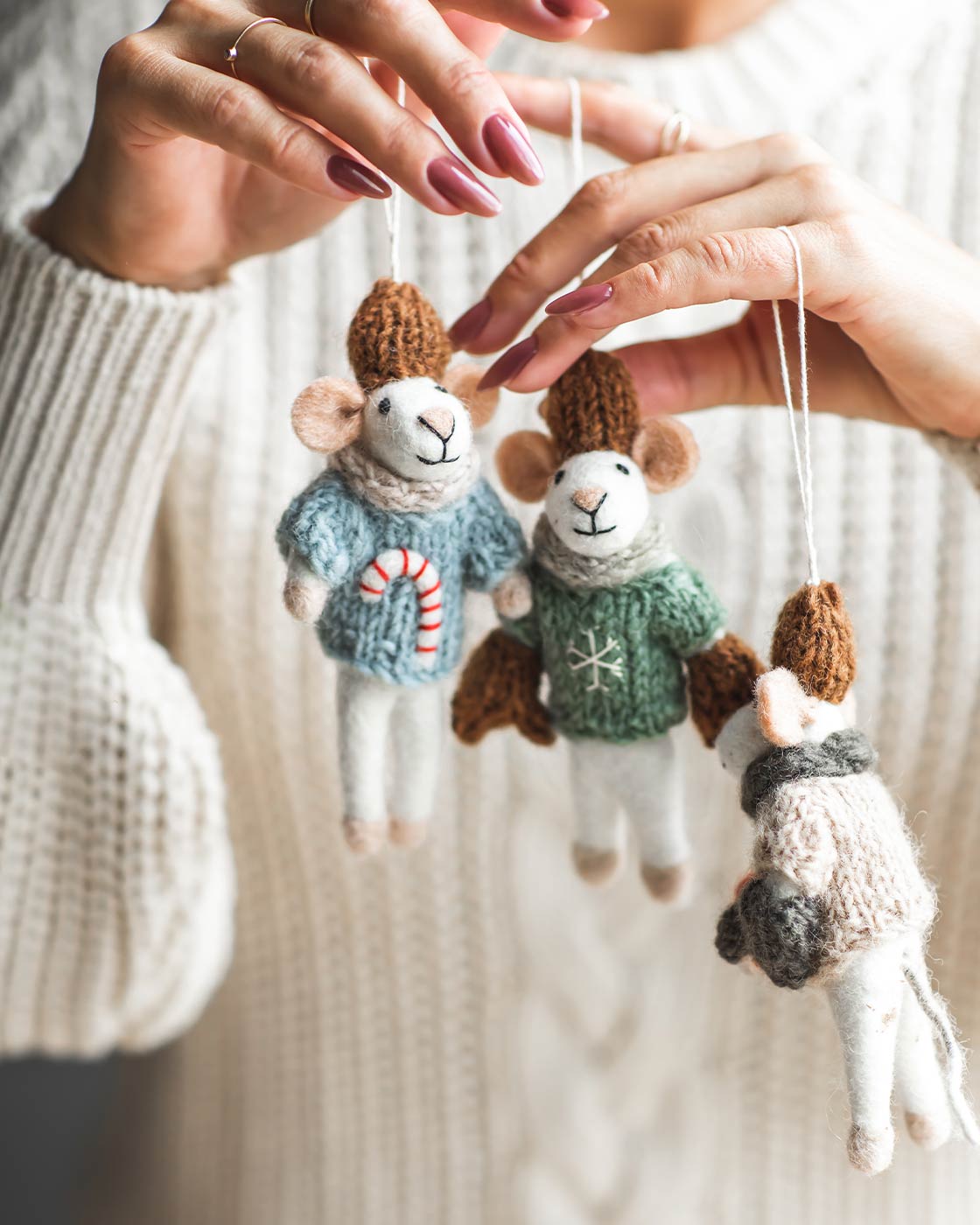 Felted Mouse Ornament-zoom-1