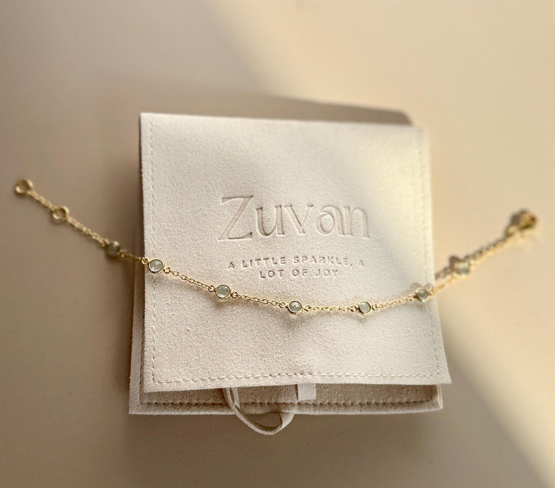 June Birthstone Moonstone Bracelet | Sterling Silver & Gold Gemstone Jewelry-zoom-