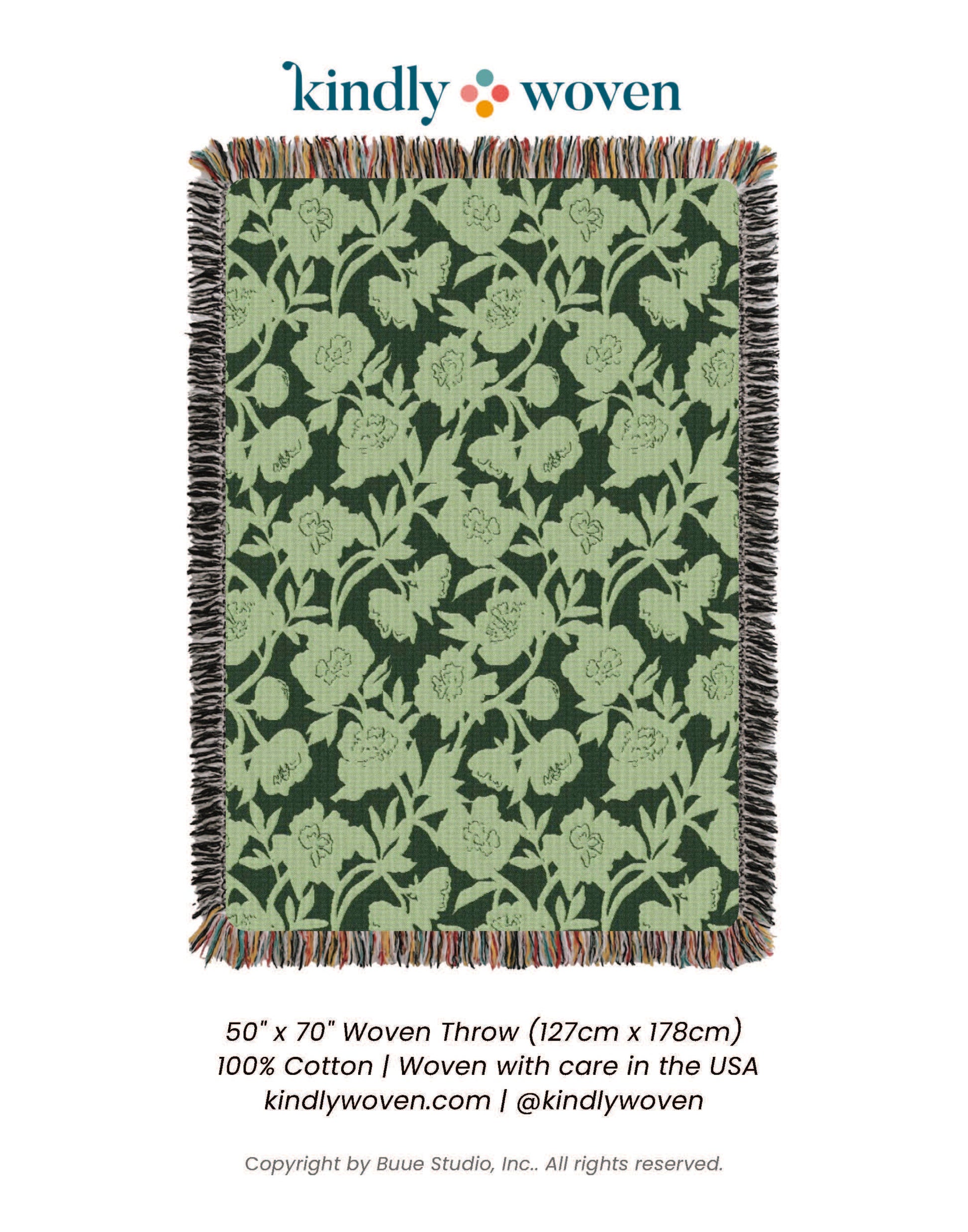 Addy Spruce Green Floral Jacquard Woven Throw Blanket-7