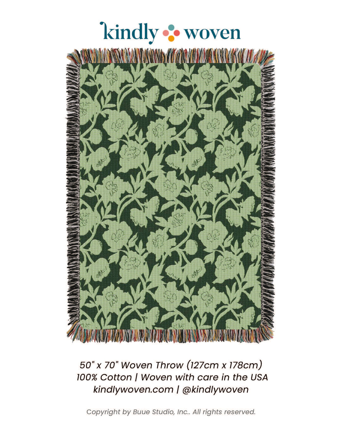Addy Spruce Green Floral Jacquard Woven Throw Blanket-zoom-7