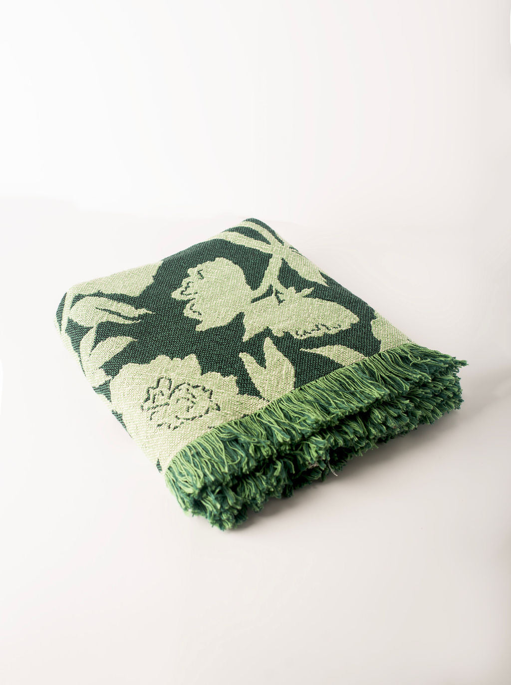 Addy Spruce Green Floral Jacquard Woven Throw Blanket-zoom-3