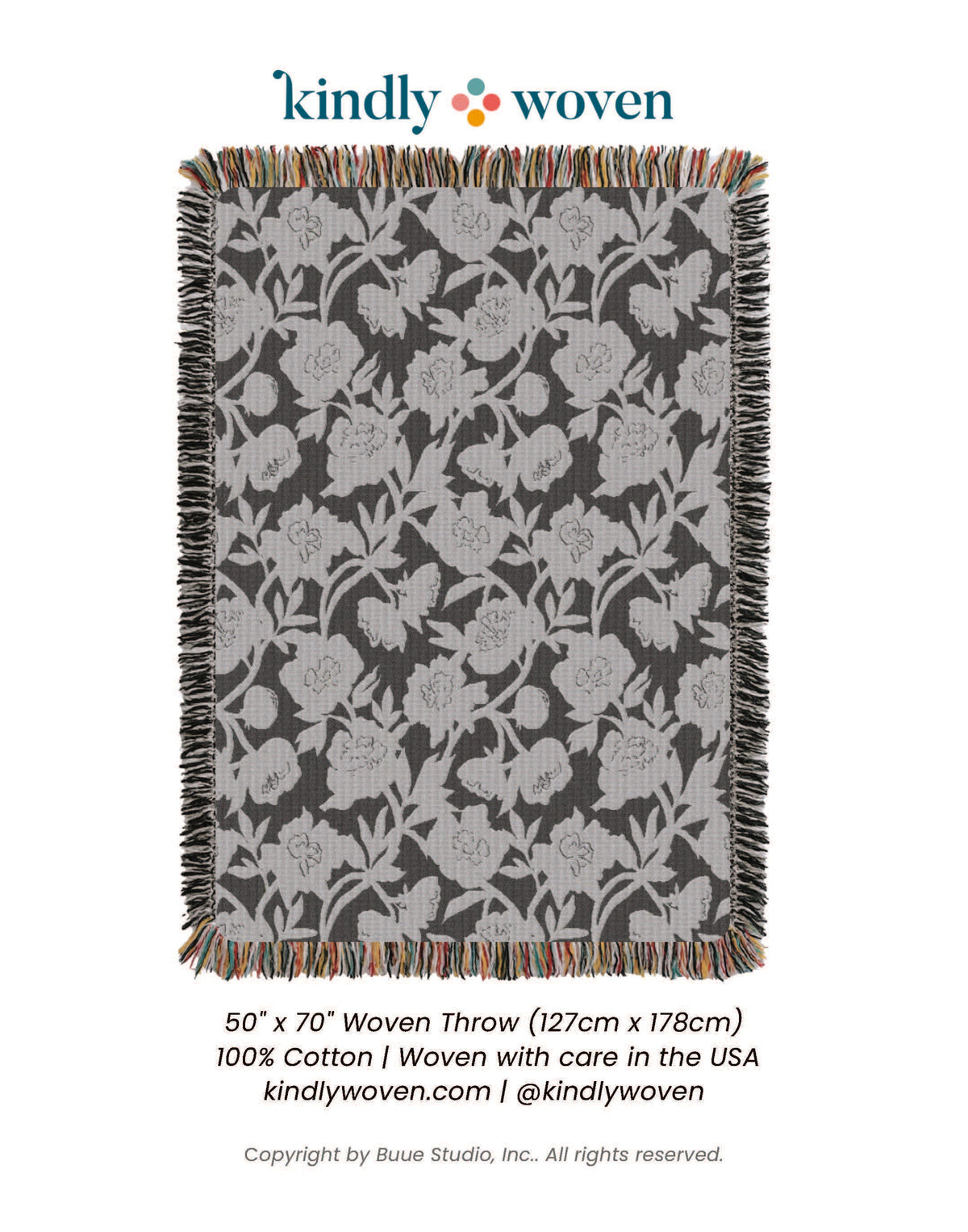 Neutral Botanical Throw Blanket, Reversible Cotton Jacquard Throw-6