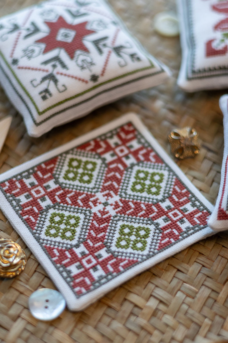 Aegean Ornaments Red Cross Stitch Folk Embroidery Kit-zoom-