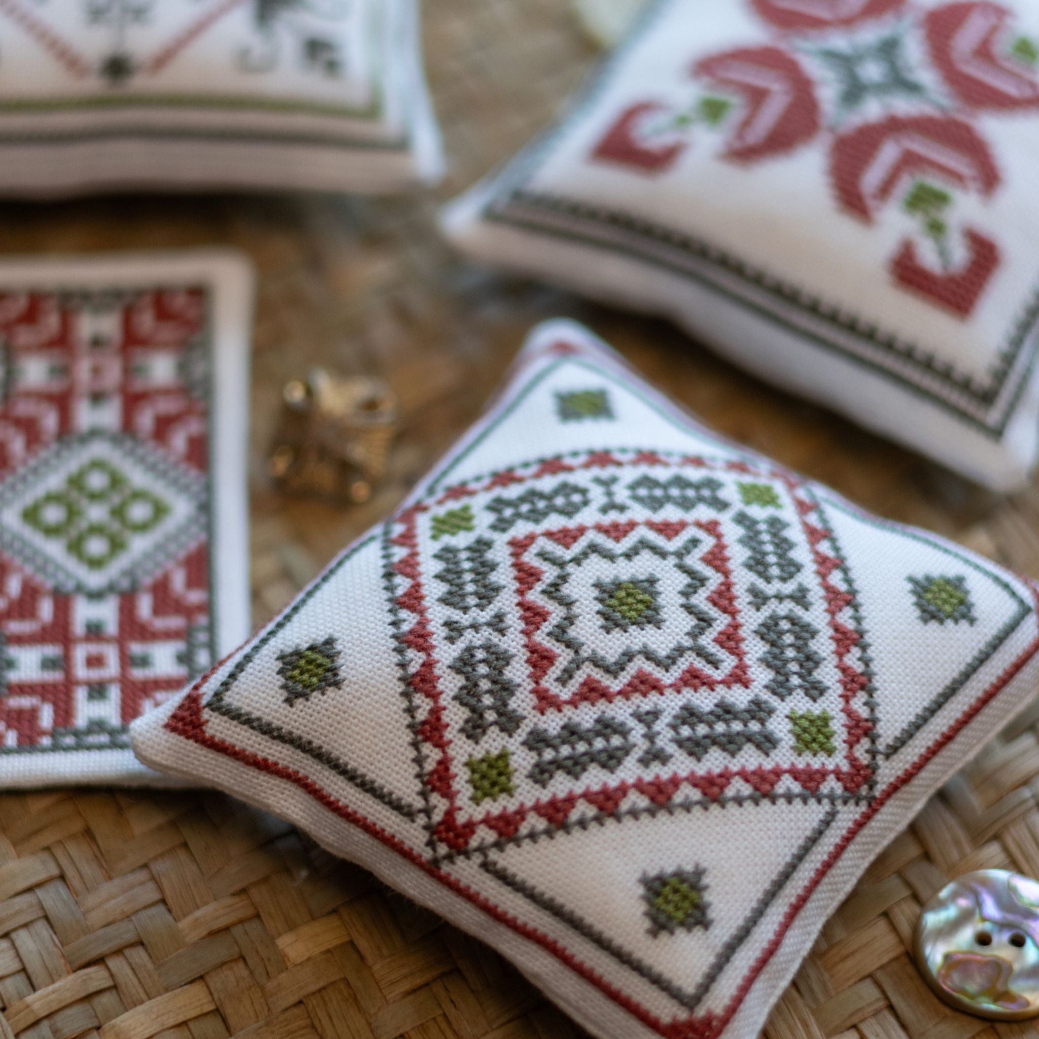 Aegean Ornaments Red Cross Stitch Folk Embroidery Kit-zoom-3