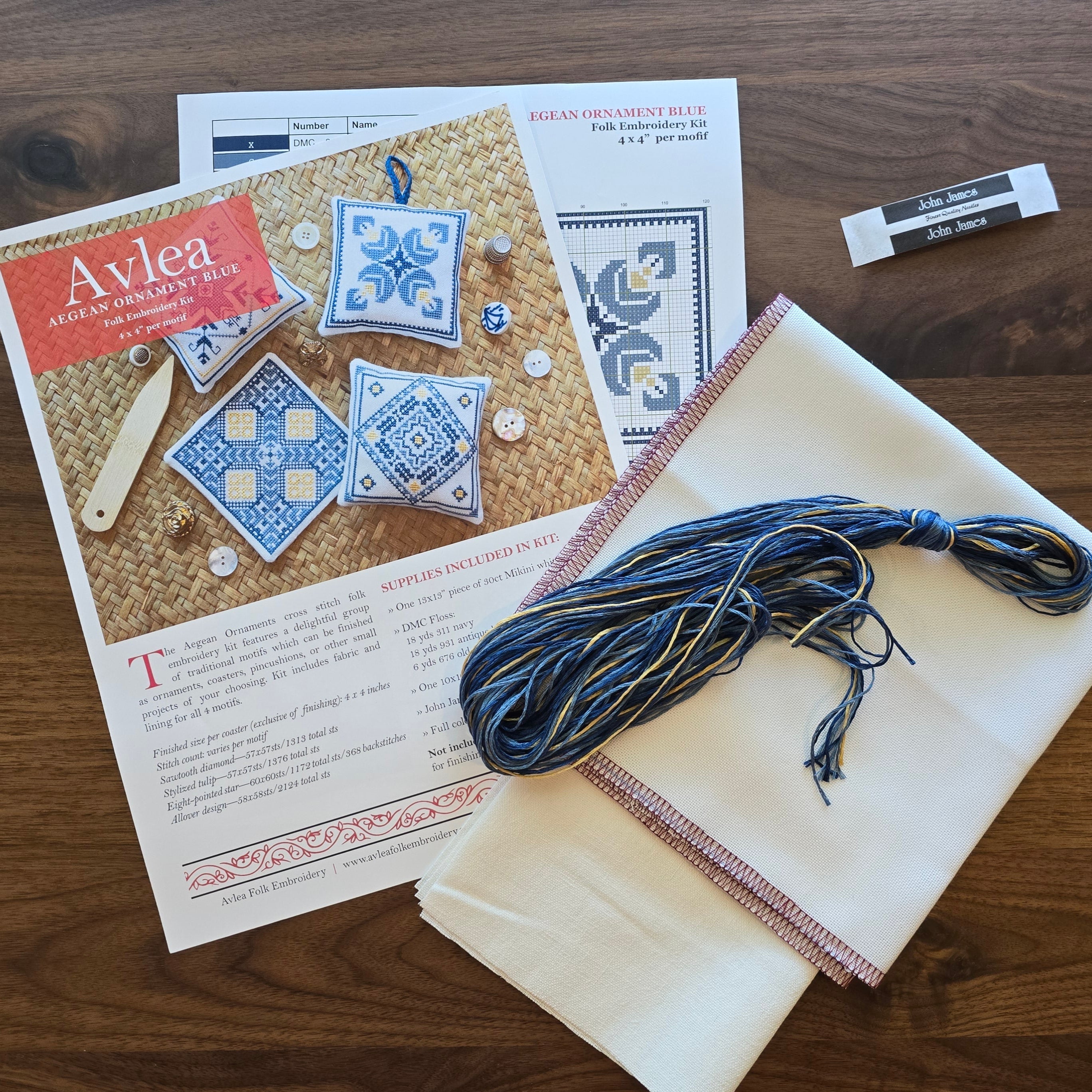 Aegean Ornaments Blue Cross Stitch Folk Embroidery kit-zoom-7