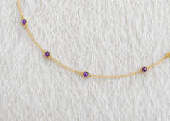 February Birthstone Amethyst Bracelet | Sterling Silver & Gold Gemstone Jewelry - Aware House