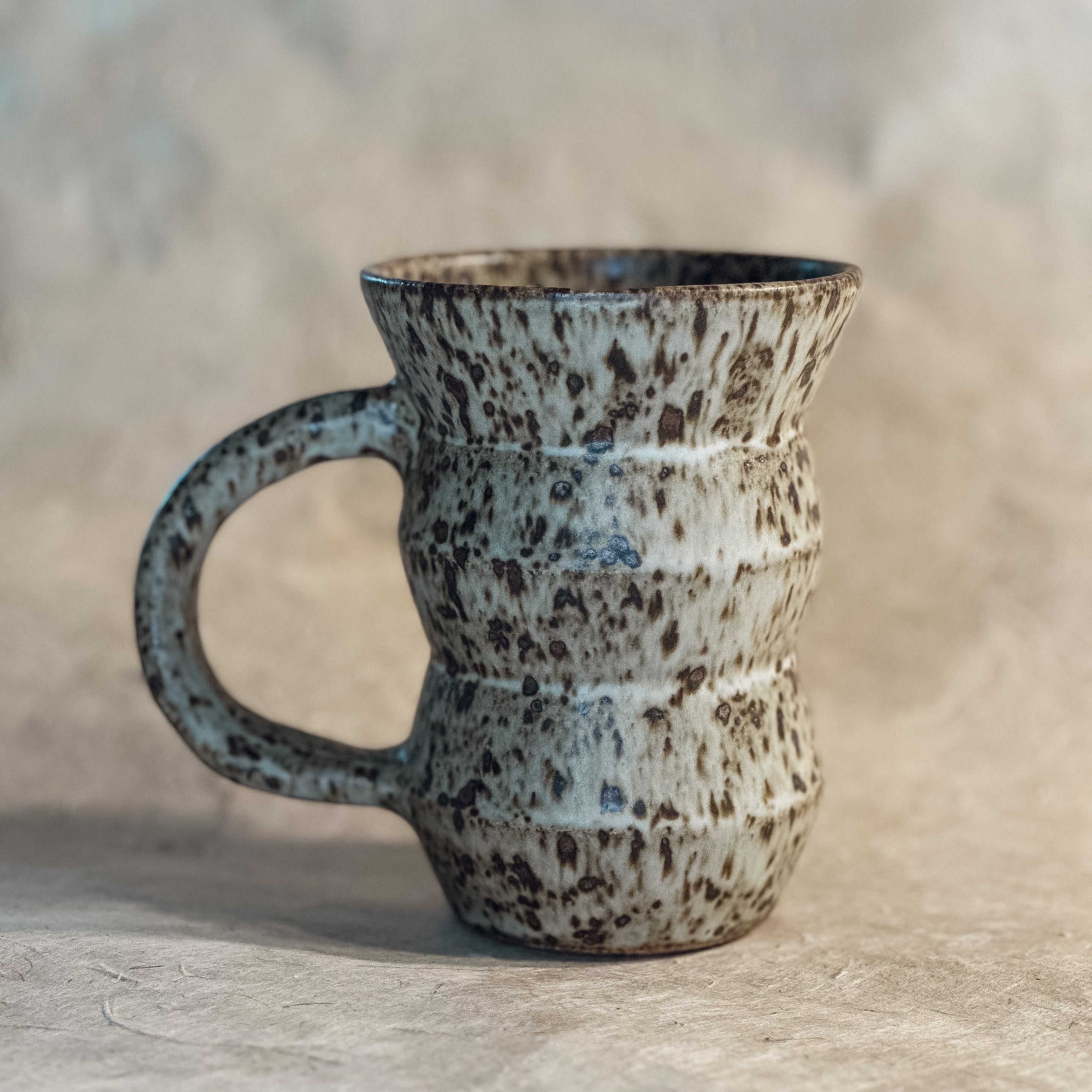Handmade Angled Ceramic Mug | Ergonomic Stoneware Mug for Coffee & Tea