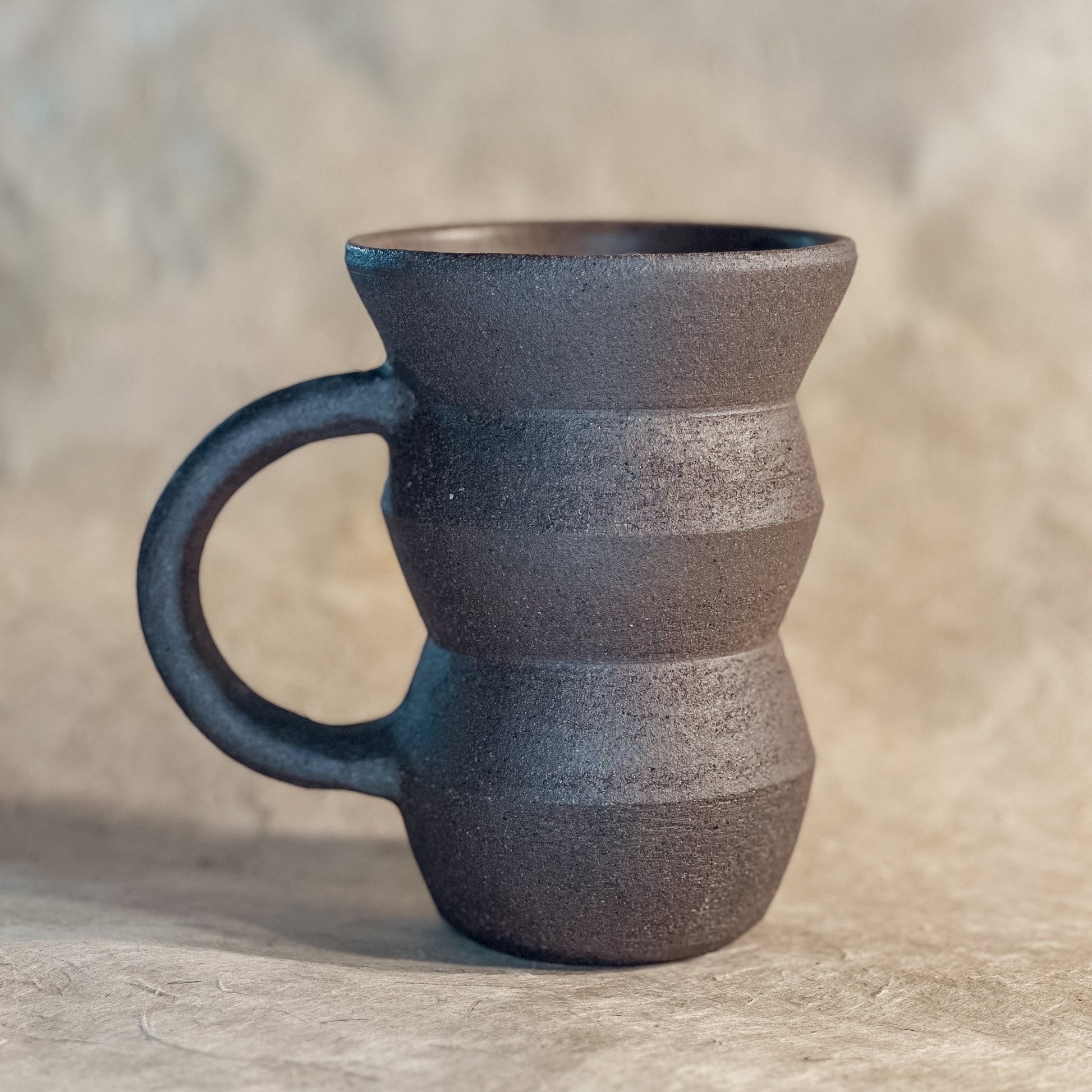 Handmade Angled Ceramic Mug | Ergonomic Stoneware Mug for Coffee & Tea - Aware House