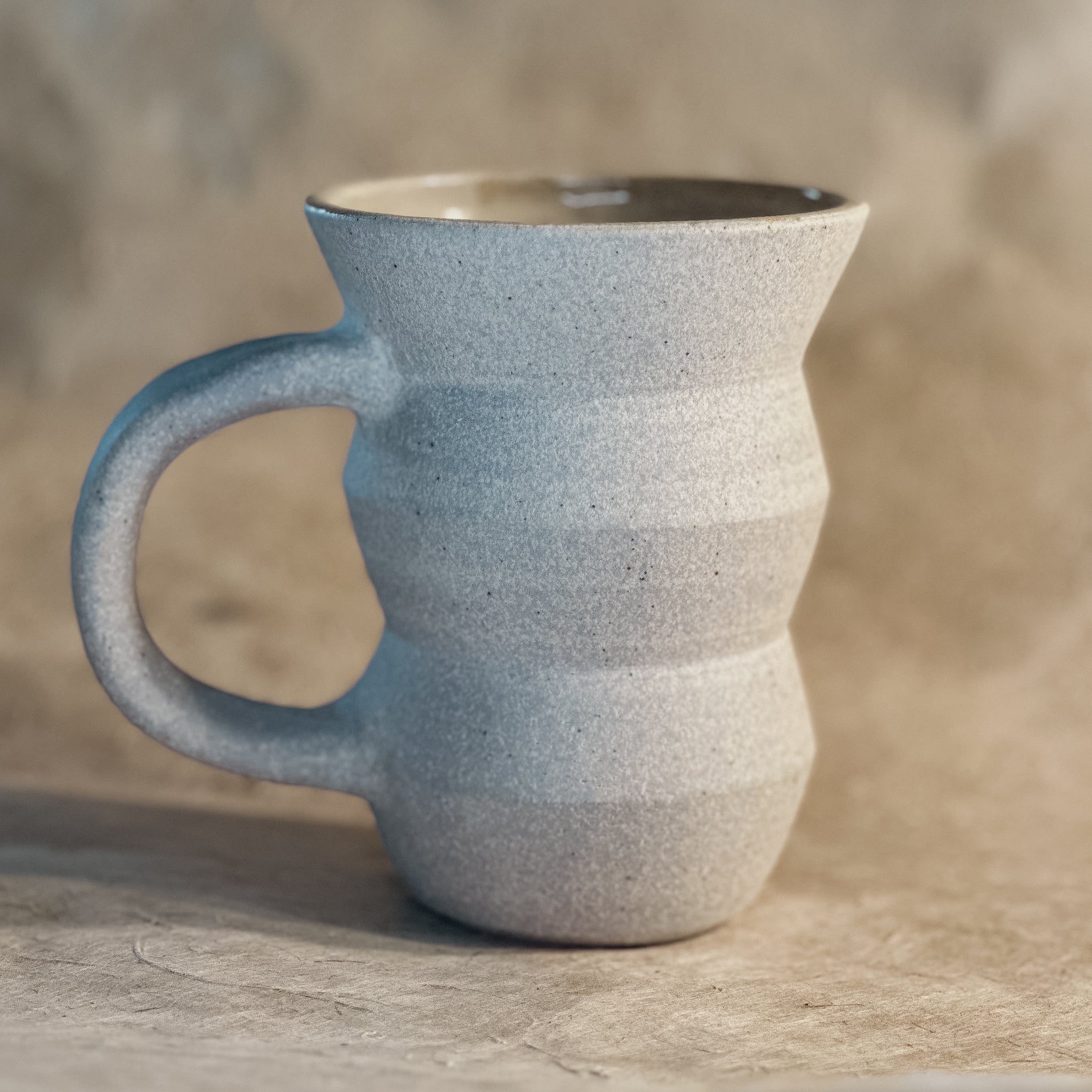 Handmade Angled Ceramic Mug | Ergonomic Stoneware Mug for Coffee & Tea