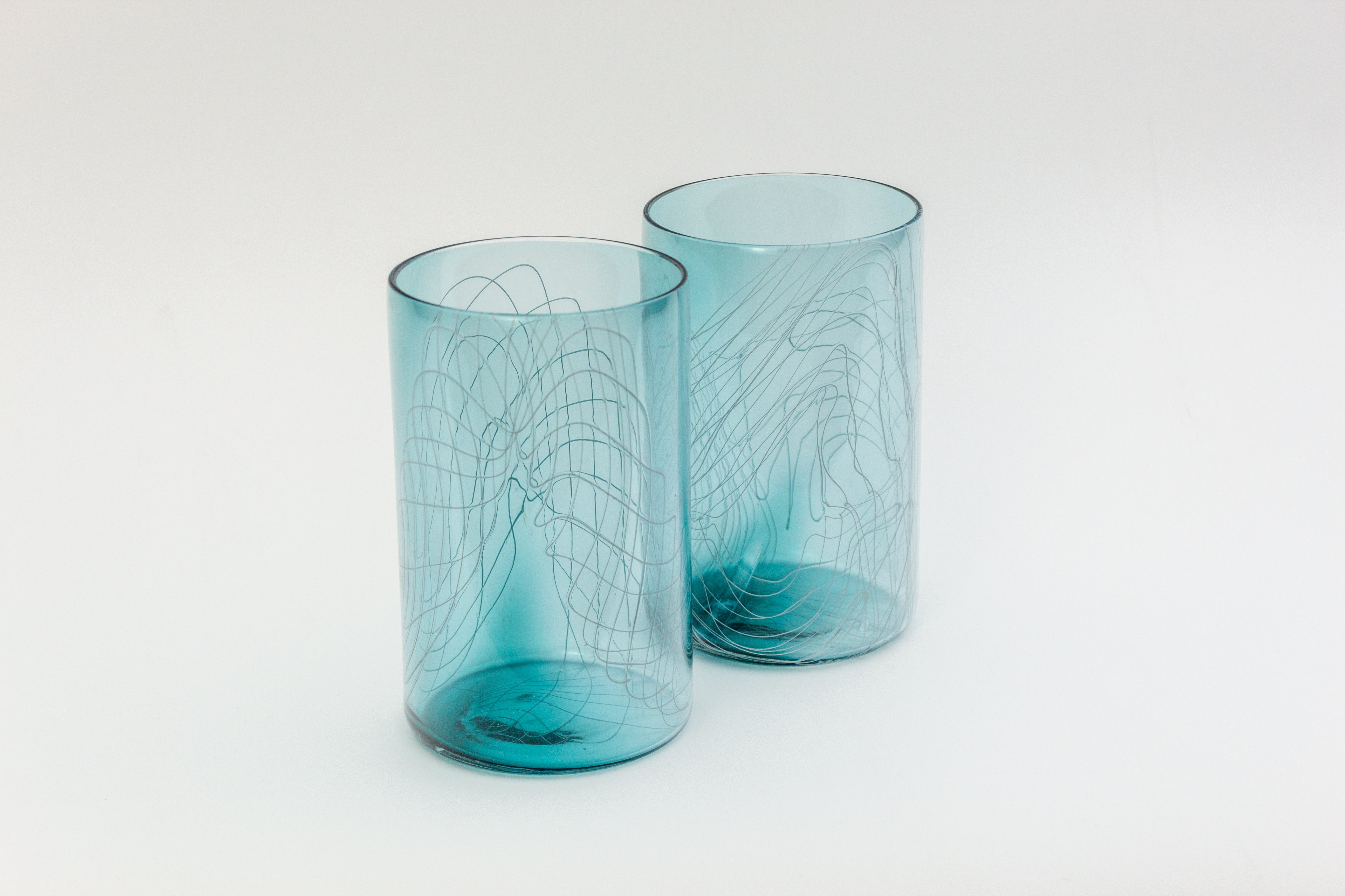Aqua Blue Frequency 14 oz Glass