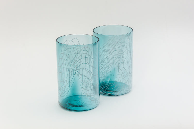Aqua Blue Frequency 14 oz Glass-zoom-