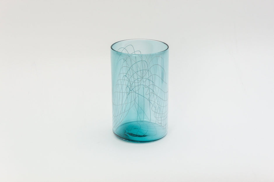 Aqua Blue Frequency 14 oz Glass - Aware House - Matthew Stern -