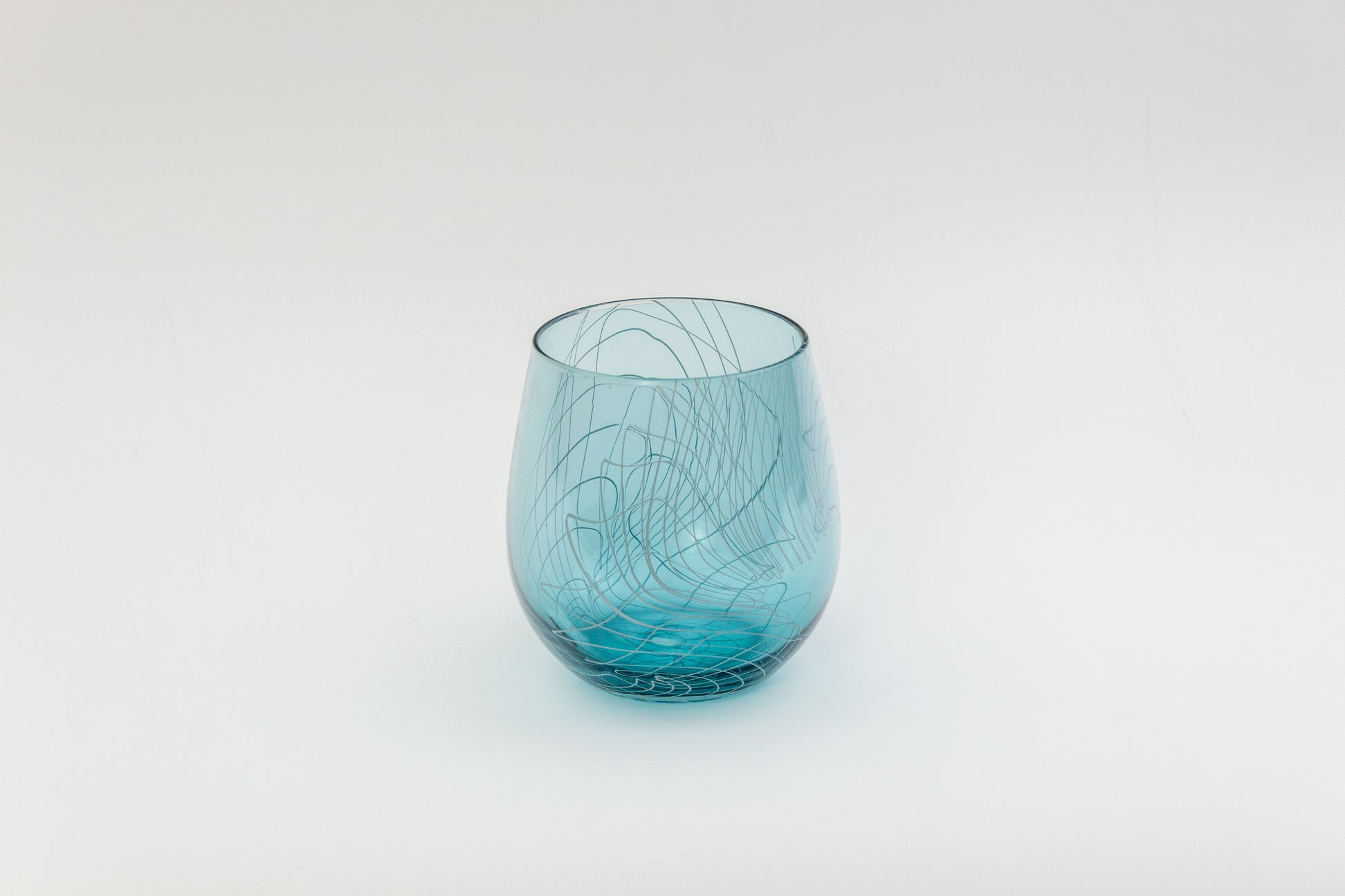 Aqua Blue Frequency Stemless Wine Glass-1