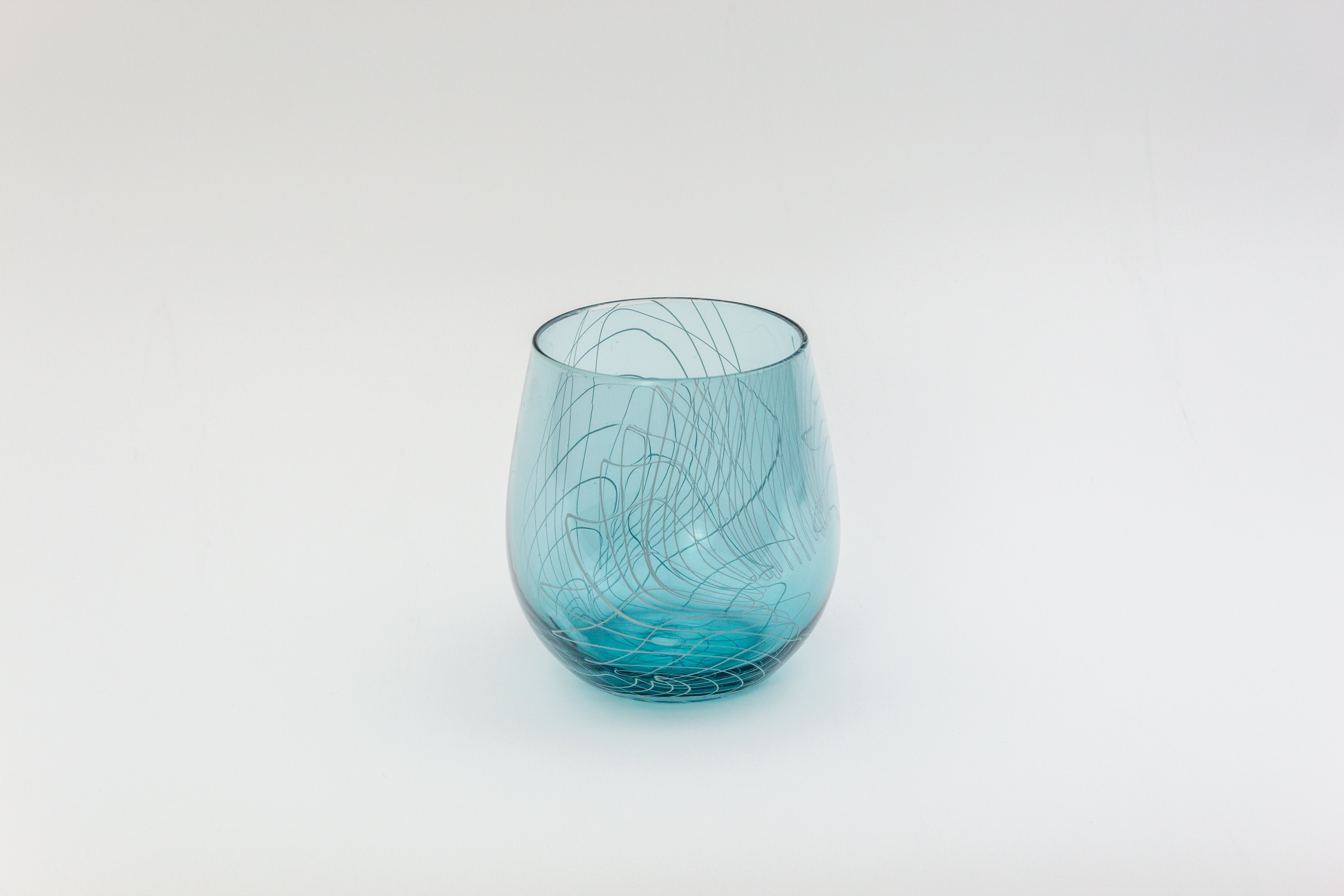 Aqua Blue Frequency Stemless Wine Glass