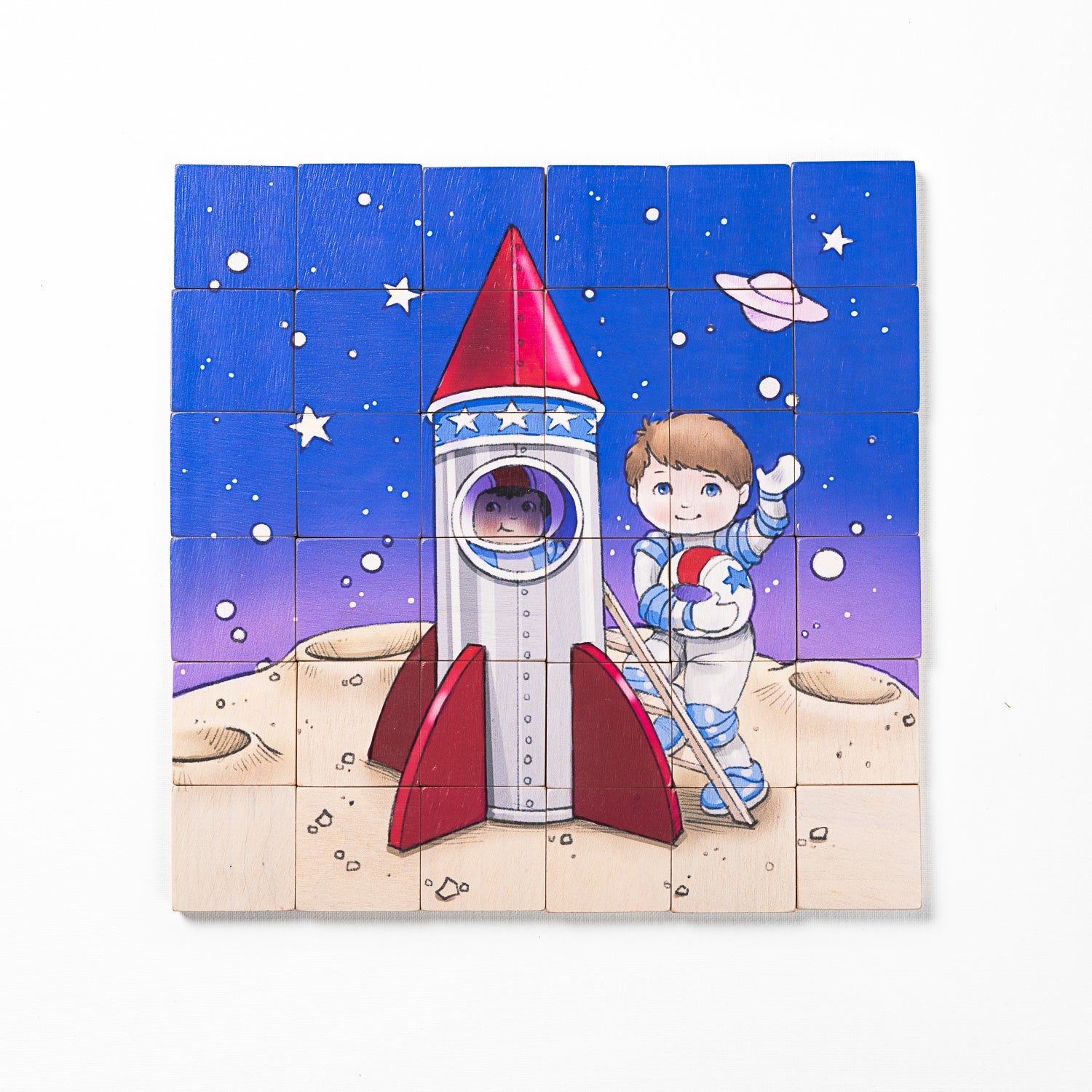 Magic Magnetic Wooden Puzzle with Cotton Bag | Astronaut in Space