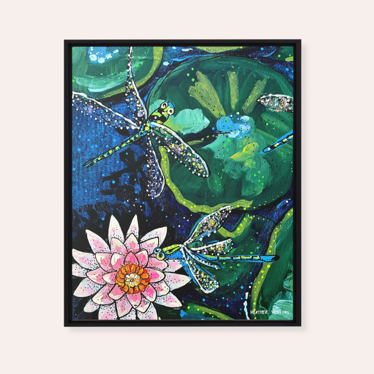 Dragonfly Lily | Framed Fine Art Canvas Print | Multiple Sizes-5