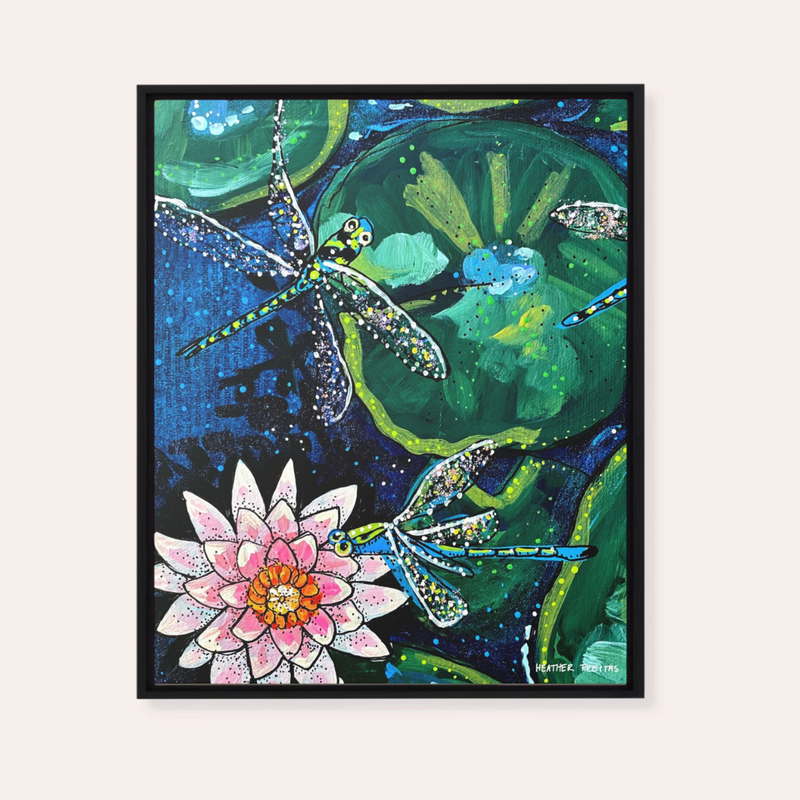 Dragonfly Lily | Framed Fine Art Canvas Print | Multiple Sizes-zoom-