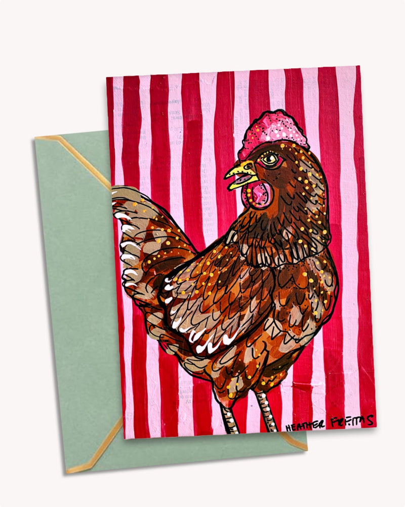 Brown Chicken Greeting Card Fine Art Print-zoom-