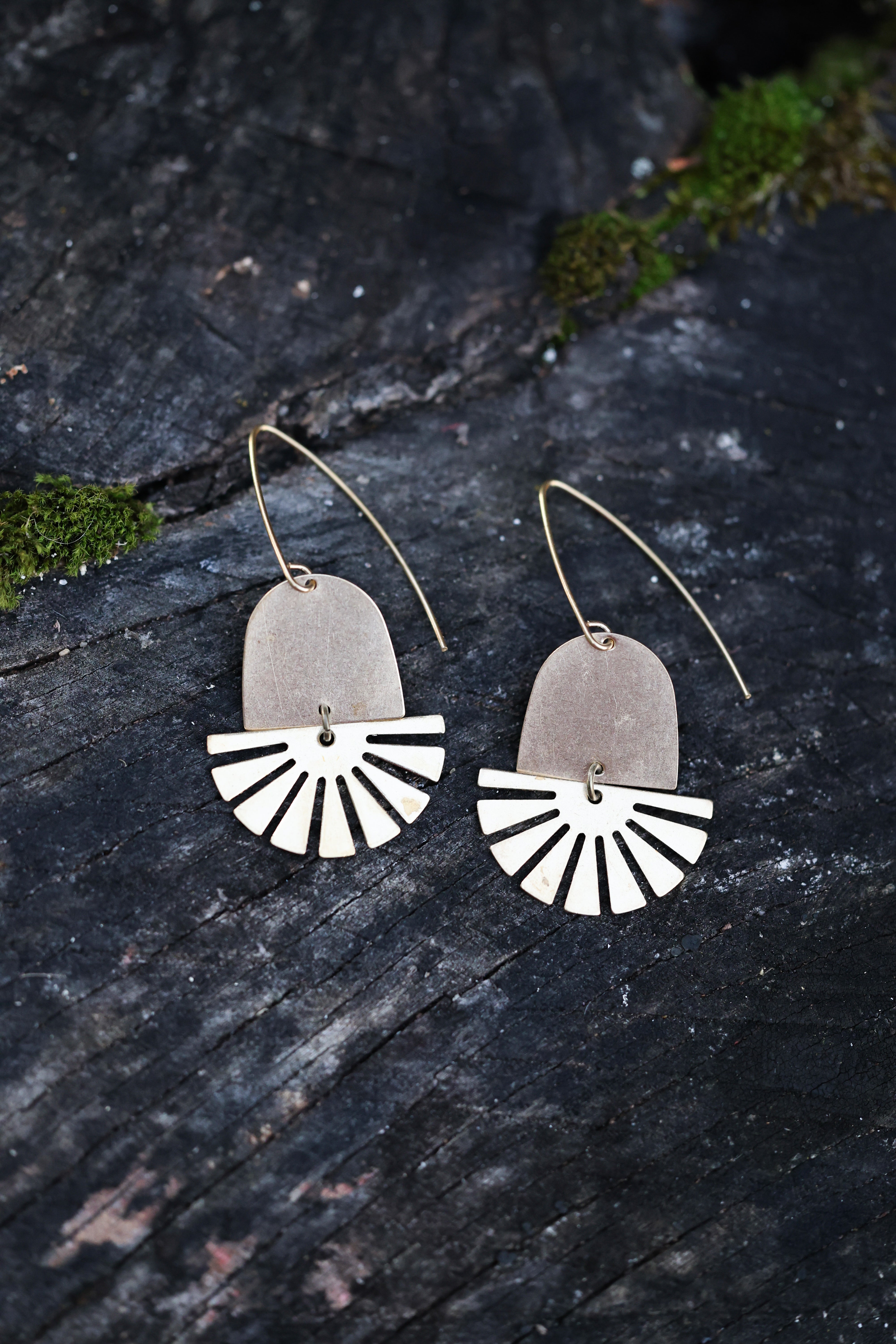 Aztec Sun Earrings | Solid Brass-zoom-5