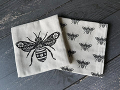 Linen Cotton Hand Towels Set | Bee Print Kitchen Tea Towels (Set of 2) - Aware House