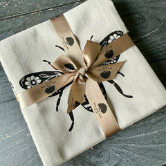 Linen Cotton Hand Towels Set | Bee Print Kitchen Tea Towels (Set of 2) - Aware House