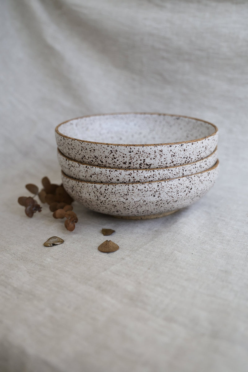 Speckled Pasta Bowl | Matte White Ceramic-zoom-