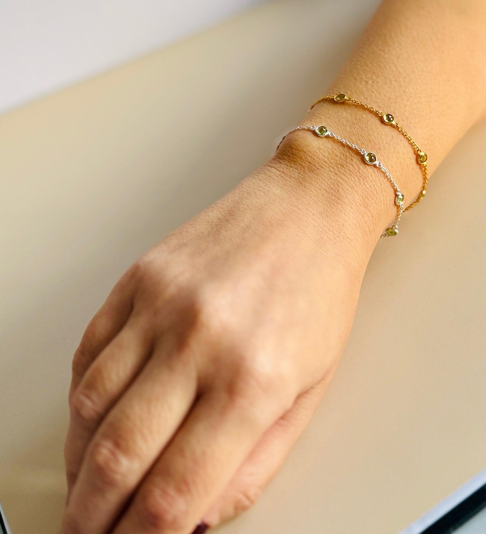 August Birthstone Peridot Bracelet | Sterling Silver & Gold Gemstone Jewelry - Aware House