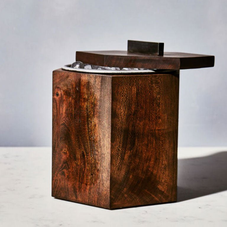 Unique Wooden Ice Bucket in Blackened Cherry - Aware House