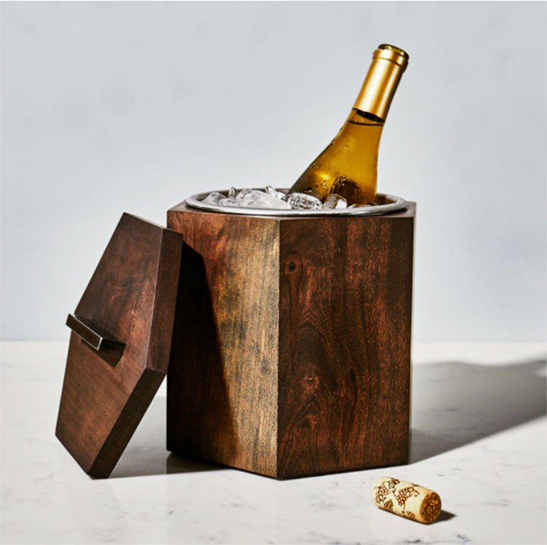 Unique Wooden Ice Bucket in Blackened Cherry - Aware House