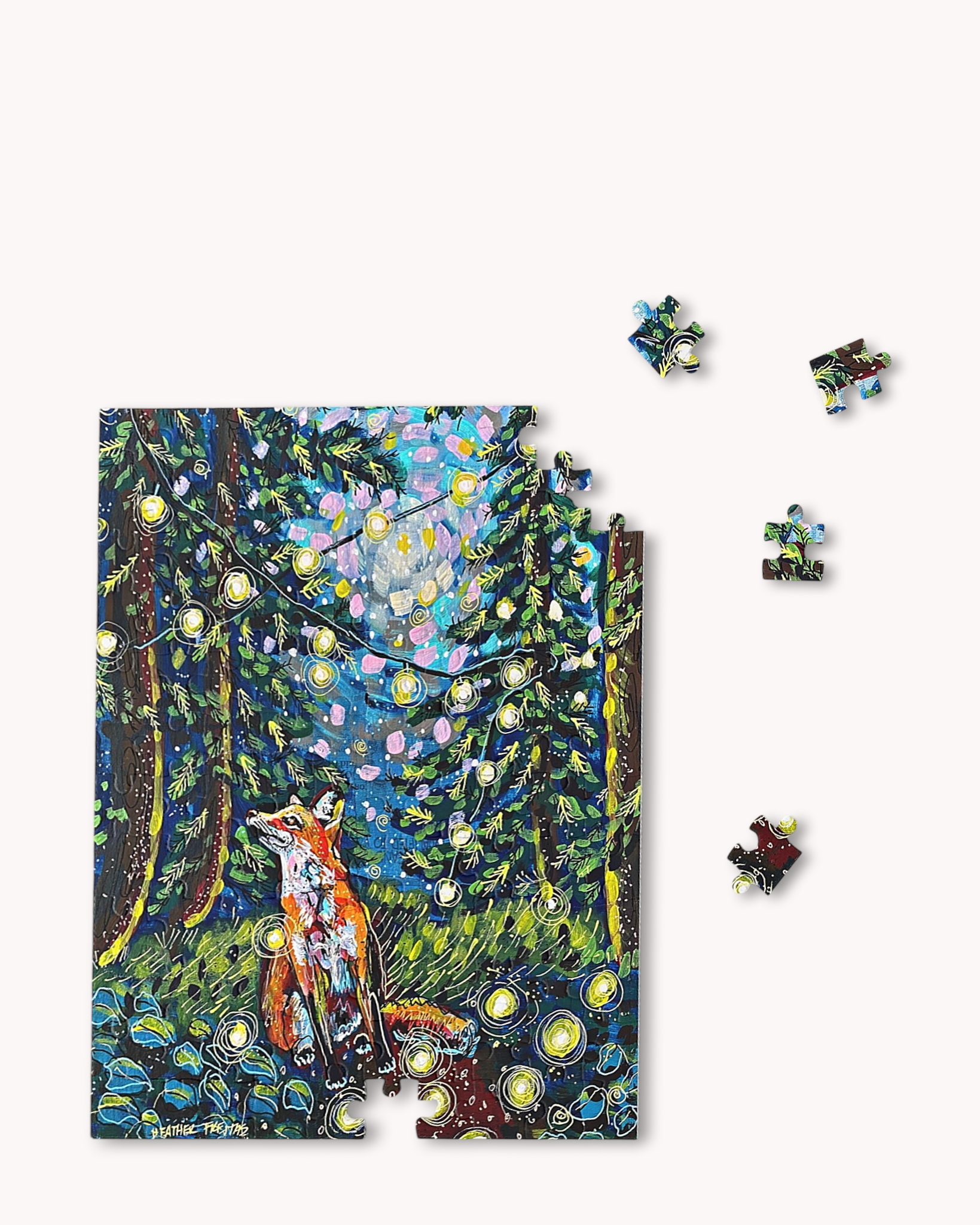 Moody Forest Fox Puzzle-zoom-1