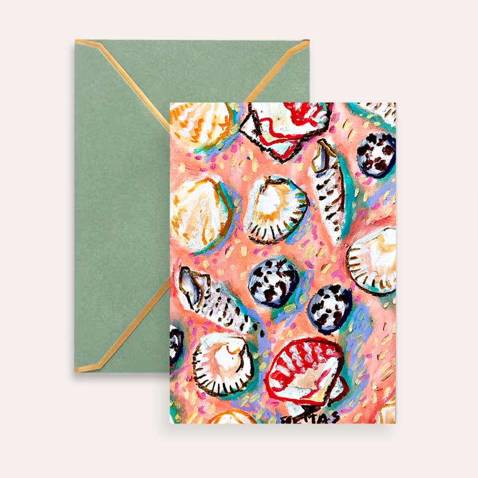 Pink Shells Greeting Card and Fine Art Print