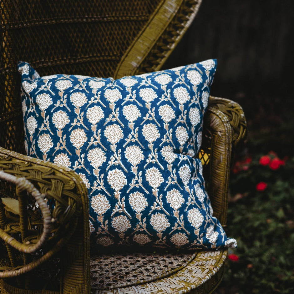 Nikhar Pure Linen Throw Pillow Cover – Ink Blue