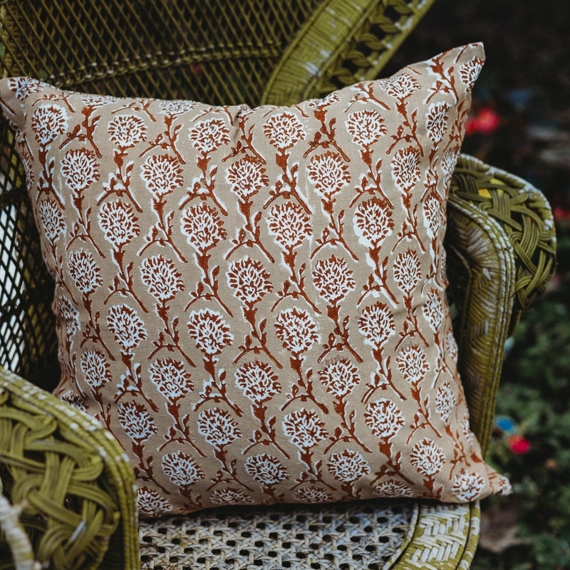 Nikhar Pure Linen Throw Pillow Cover – Chai Brown-zoom-