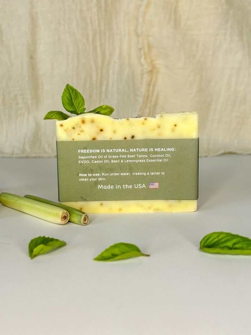 Basil & Lemongrass Tallow Soap Bar-zoom-2