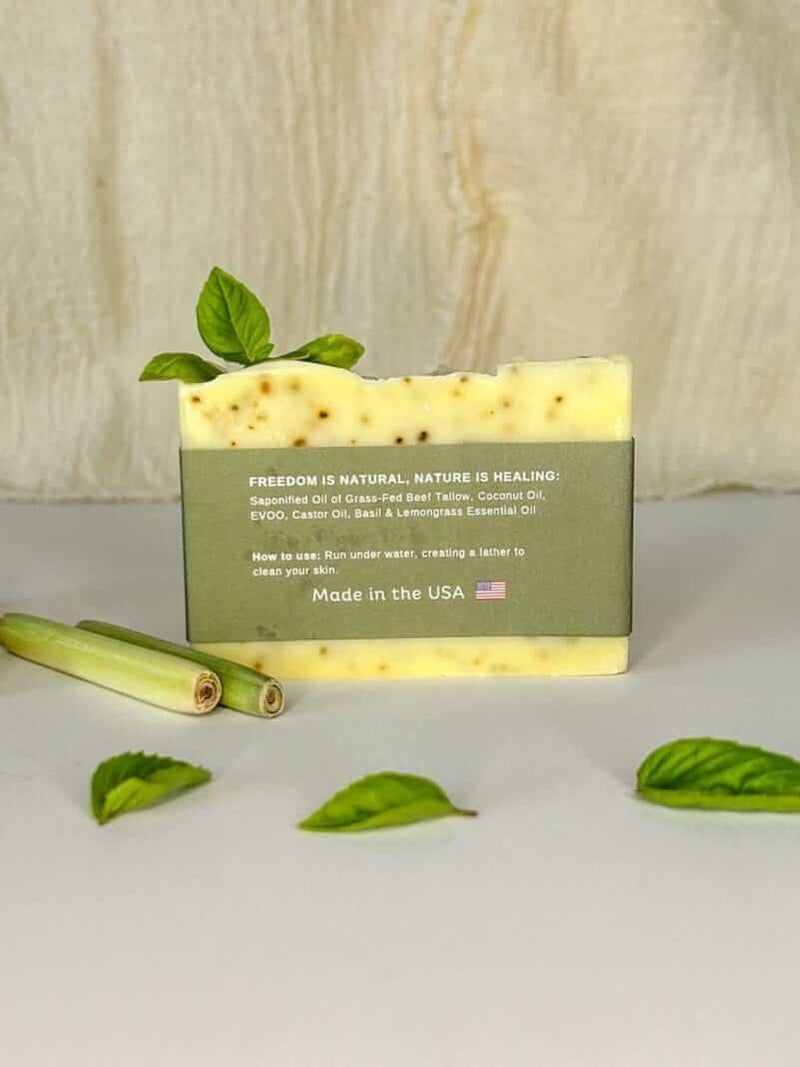 Basil & Lemongrass Tallow Soap Bar-zoom-