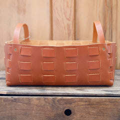 Large Leather Woven Basket | USA Made - Aware House