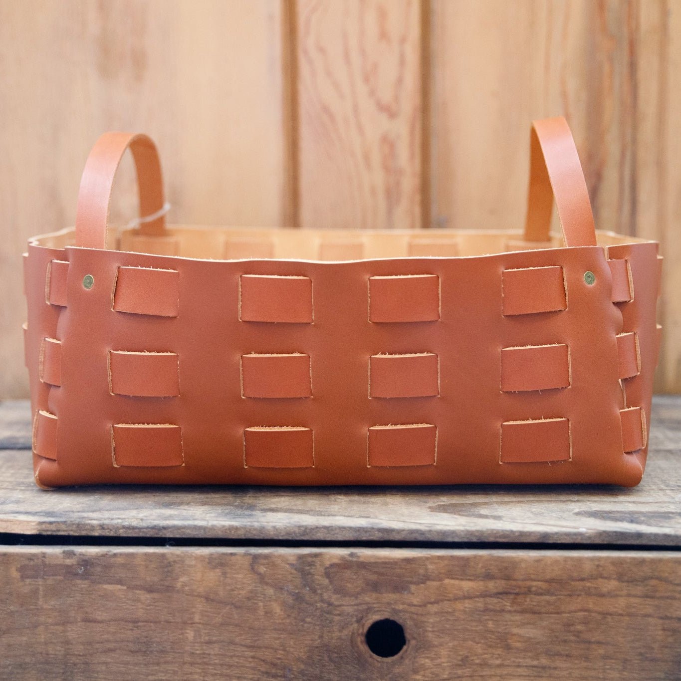 Large Leather Woven Basket | USA Made - Aware House