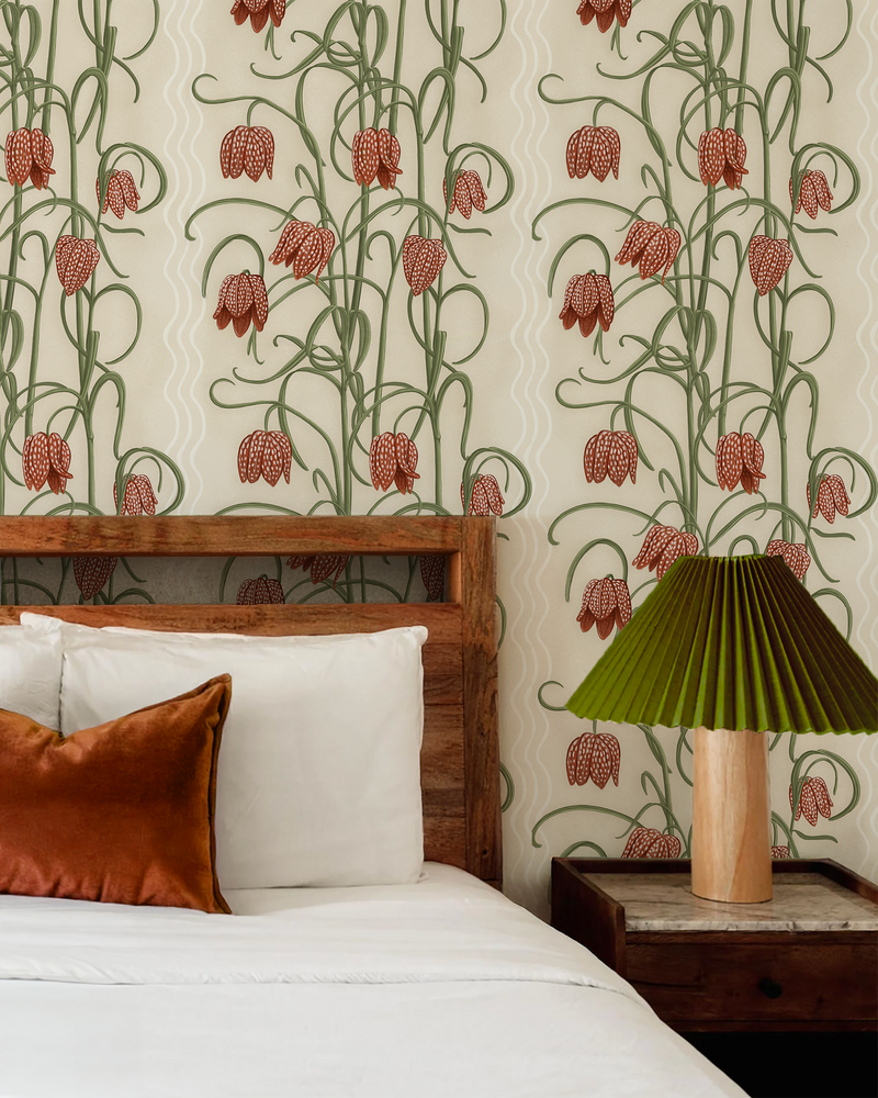 Campanas Wallpaper, neutral and burnt orange-zoom-