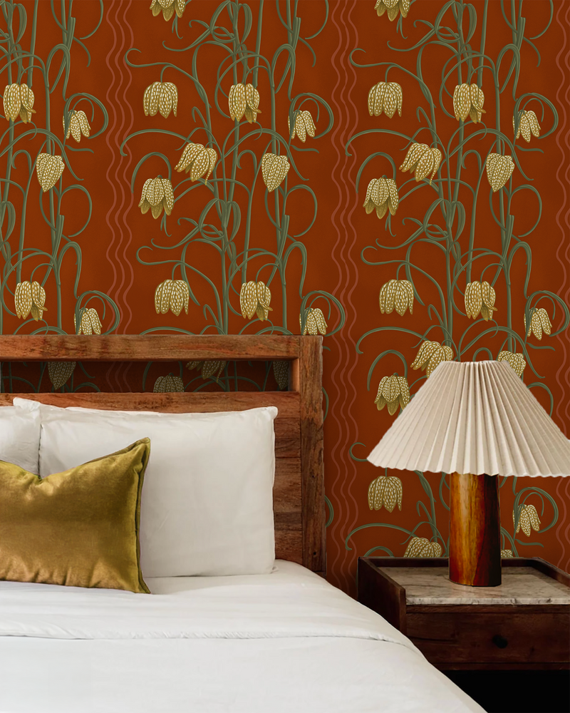 Campanas Wallpaper, rust and yellow-zoom-