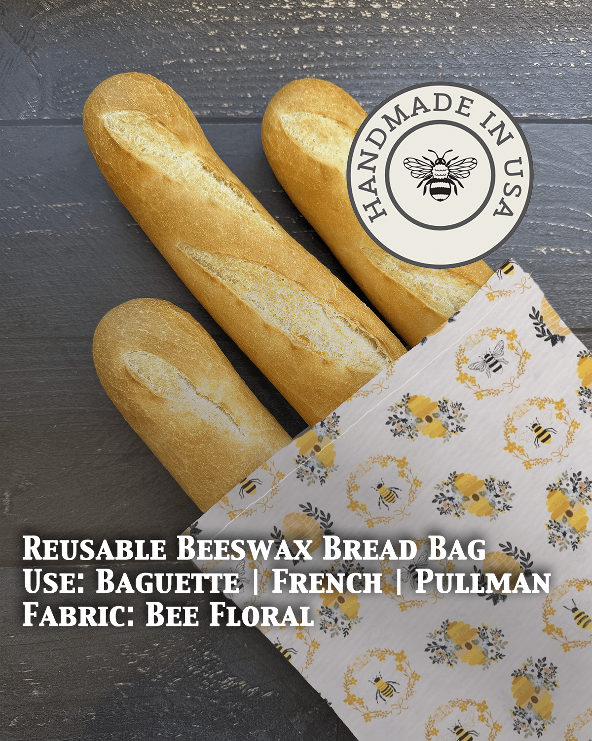 Baguette Beeswax Bread Bag | Reusable Cotton Storage - Aware House - Five Oaks Farm - 