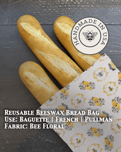 Baguette Beeswax Bread Bag | Reusable Cotton Storage - Aware House - Five Oaks Farm - 