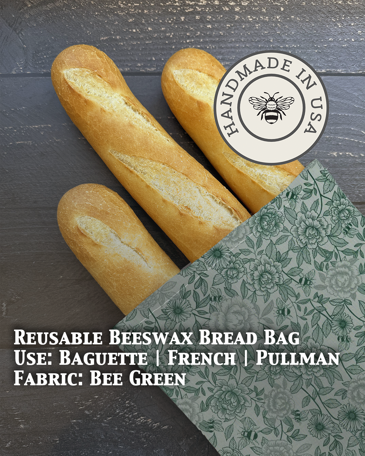 Baguette Beeswax Bread Bag | Reusable Cotton Storage