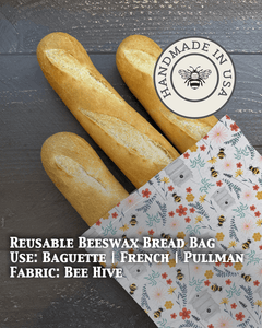 Baguette Beeswax Bread Bag | Reusable Cotton Storage - Aware House - Five Oaks Farm - 